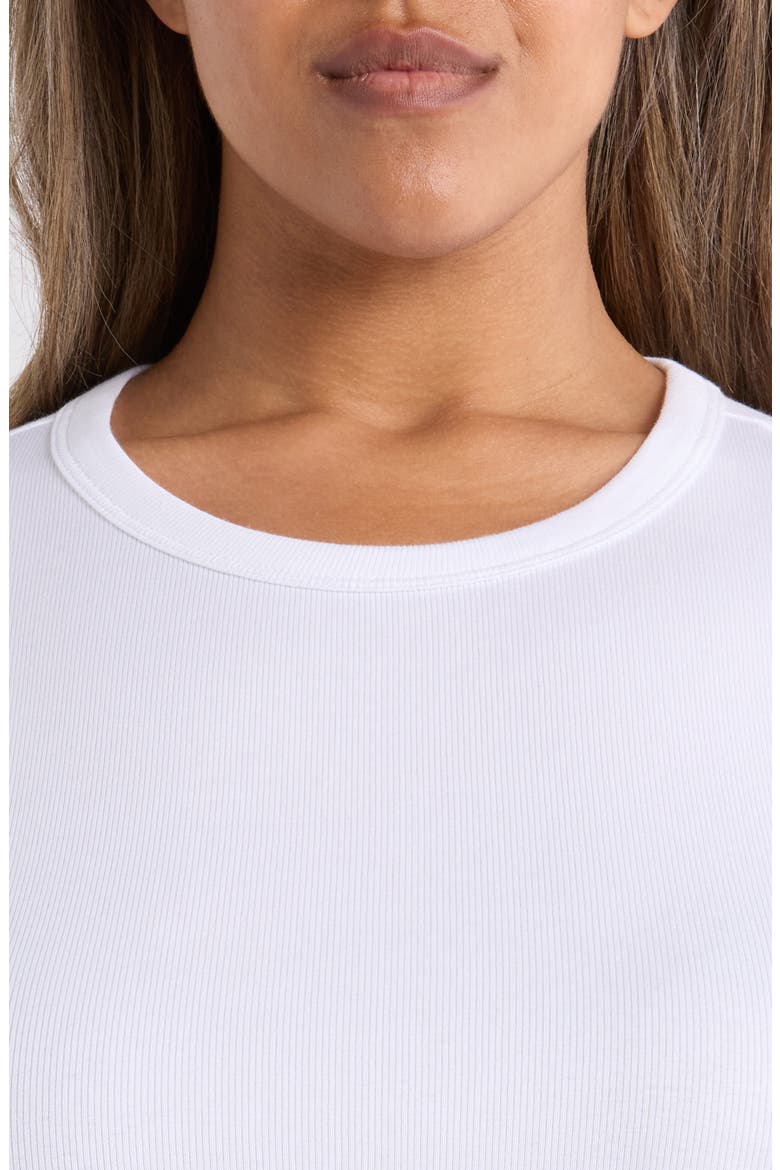 Rib Crewneck Organic Cotton T-Shirt, Alternate, color, WHITE