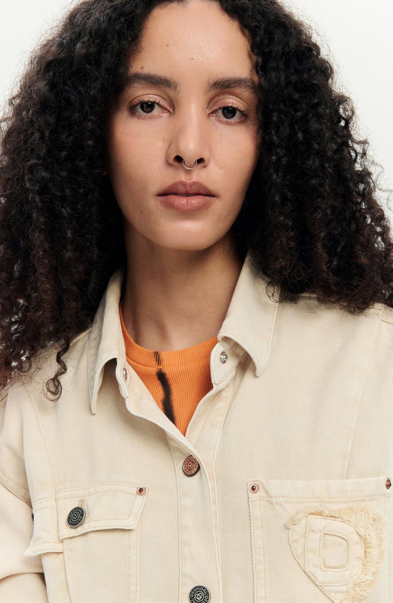 Desigual Denim Trucker Jacket, Alternate, color, Off White