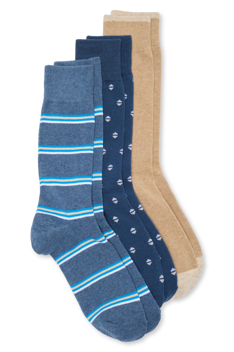 Pack of 3 Crew Socks, Main, color, BLUE