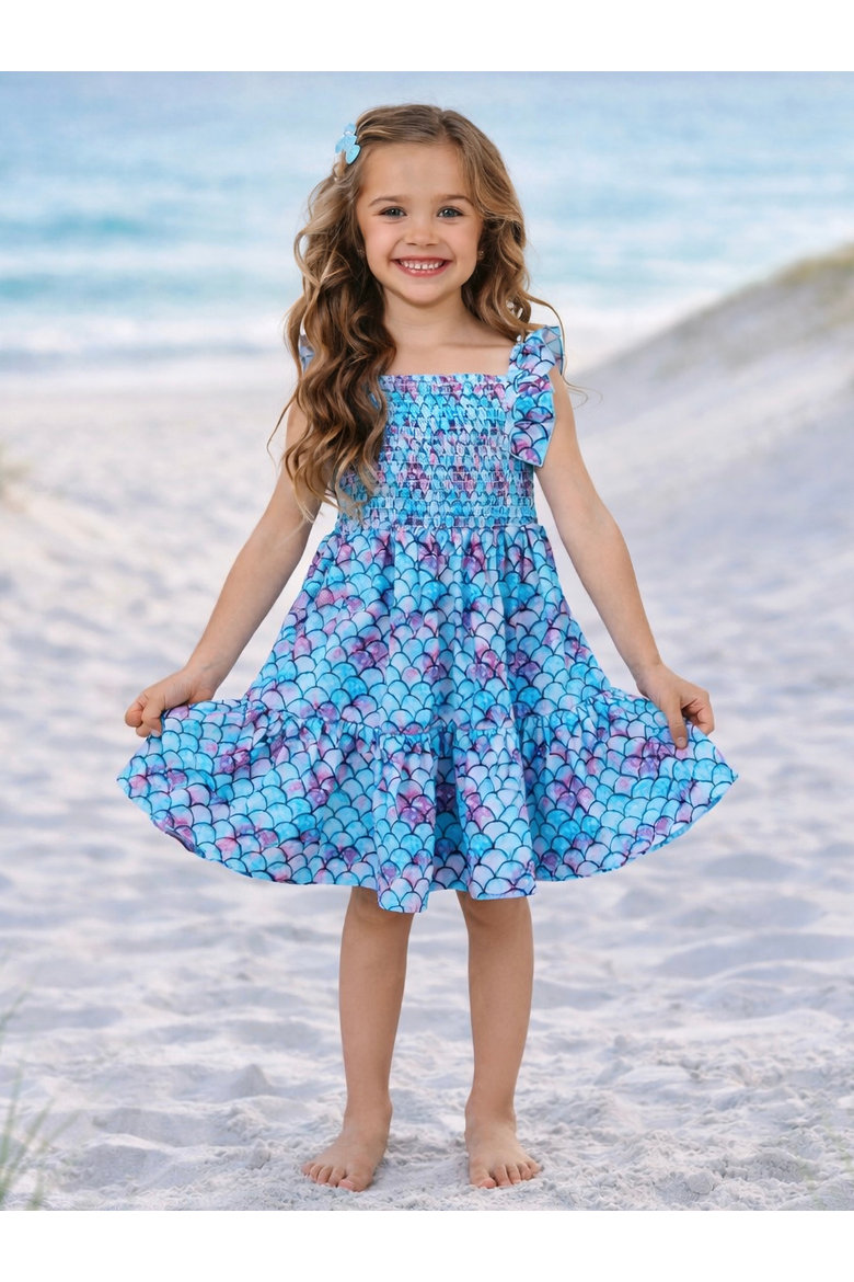 I Washed Up Like This Mermaid Ruffle Sundress, Alternate, color, Blue