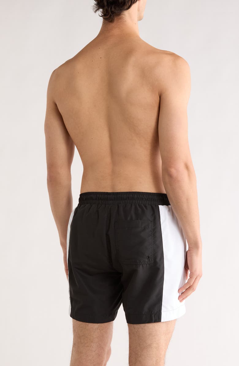 BOSS x NBA Swim Trunks, Alternate, color, White/ Black