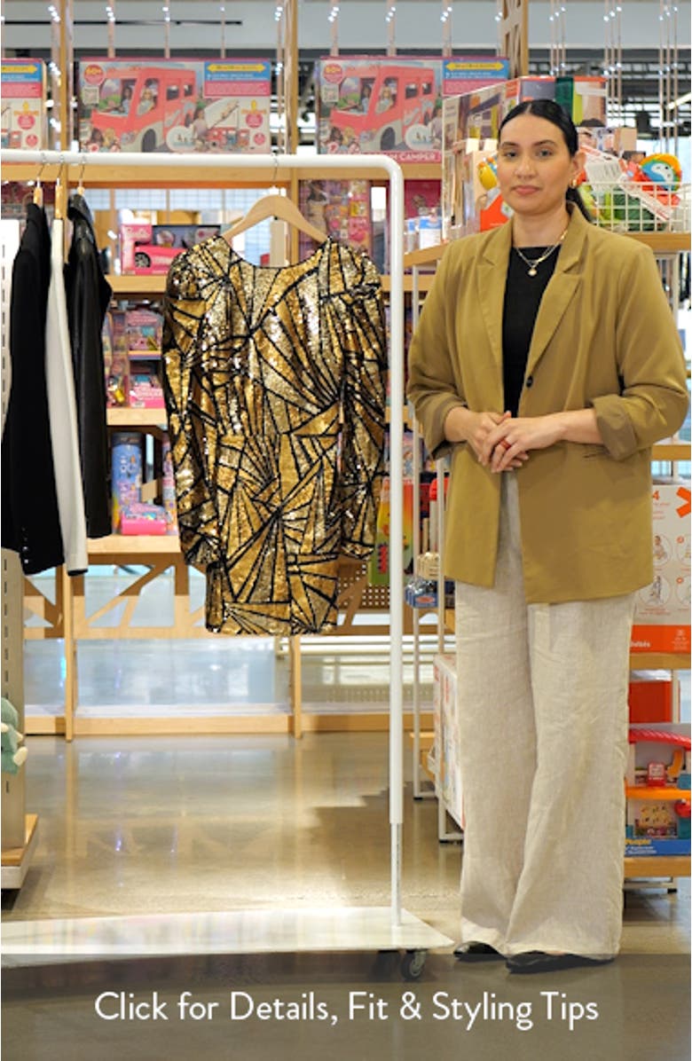 Hazel Geo Sequin Long Sleeve Minidress, sales video thumbnail