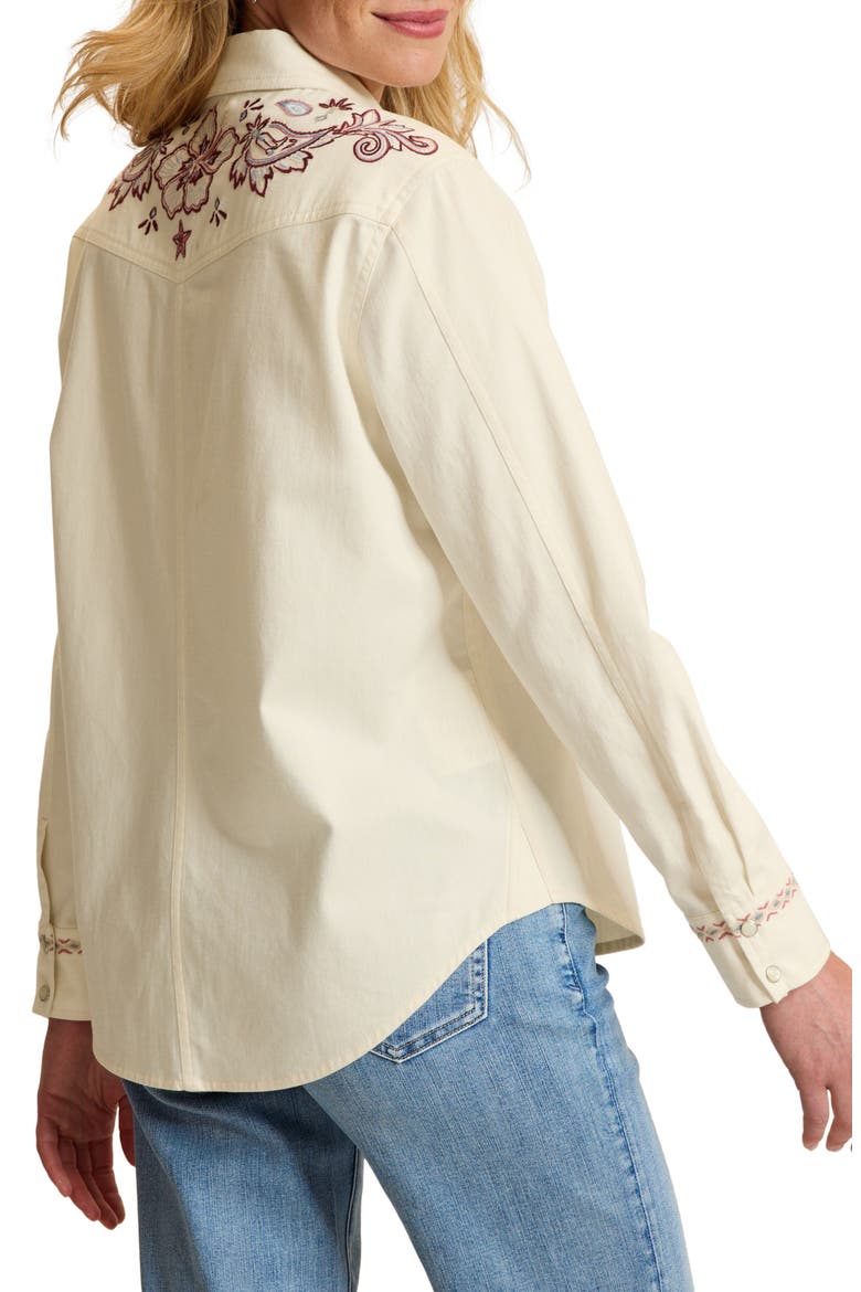 Bandana Bay Embroidered Cotton Shirt, Alternate, color, ECRU SAND