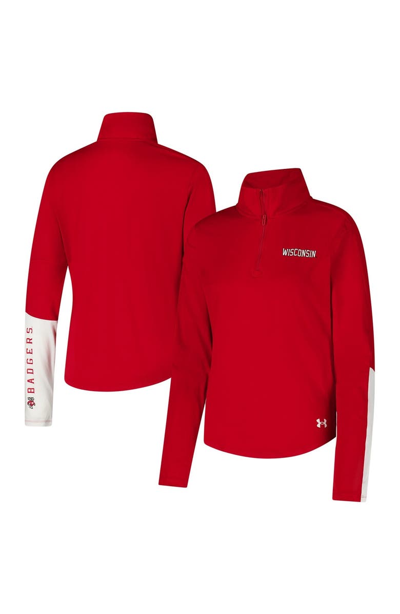 Under Armour Women's Under Armour Red Wisconsin Badgers Gameday Knockout Sleeve Hit Quarter-Zip Jacket, Alternate, color, Red