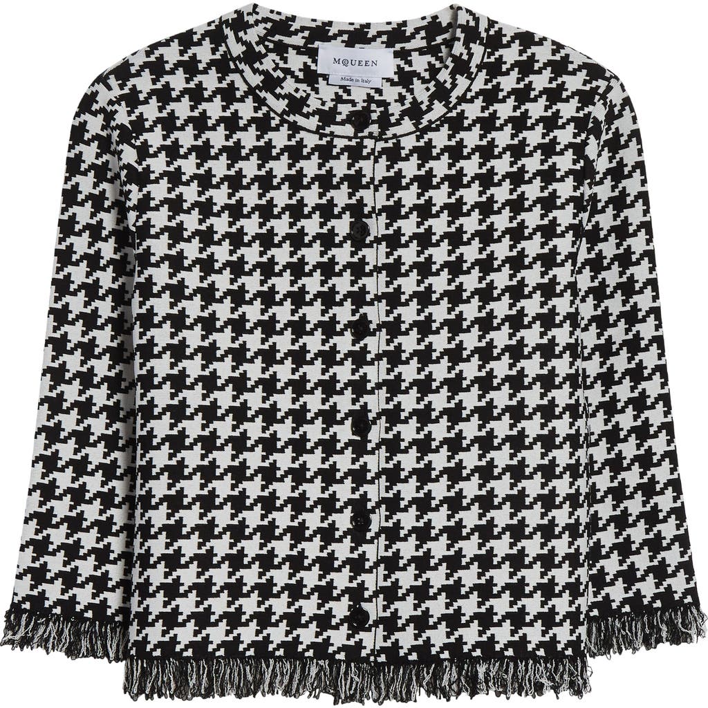Alexander Mcqueen Houndstooth Polo Top In Black/ivory
