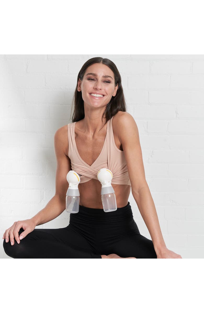 LARKEN X Maternity, Nursing + Hands - Free Pumping Bra, Alternate, color, Sand