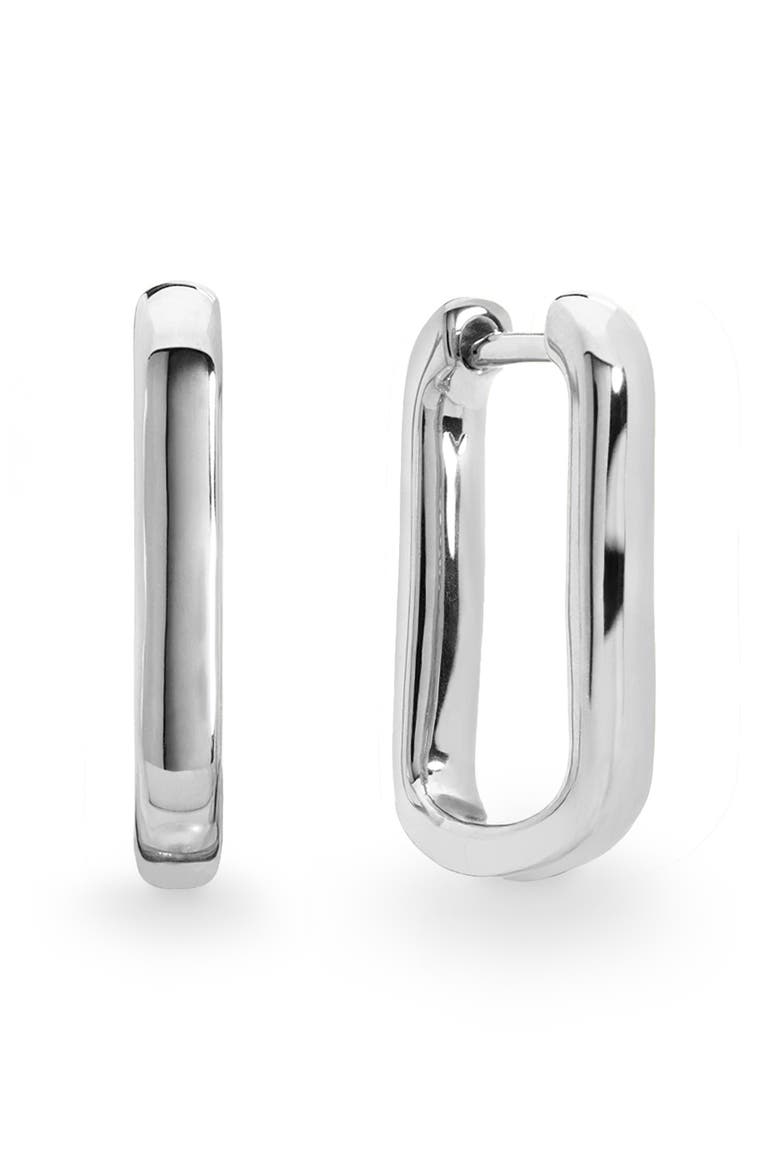 Alta Slim Huggie Hoop Earrings, Main, color, STERLING SILVER