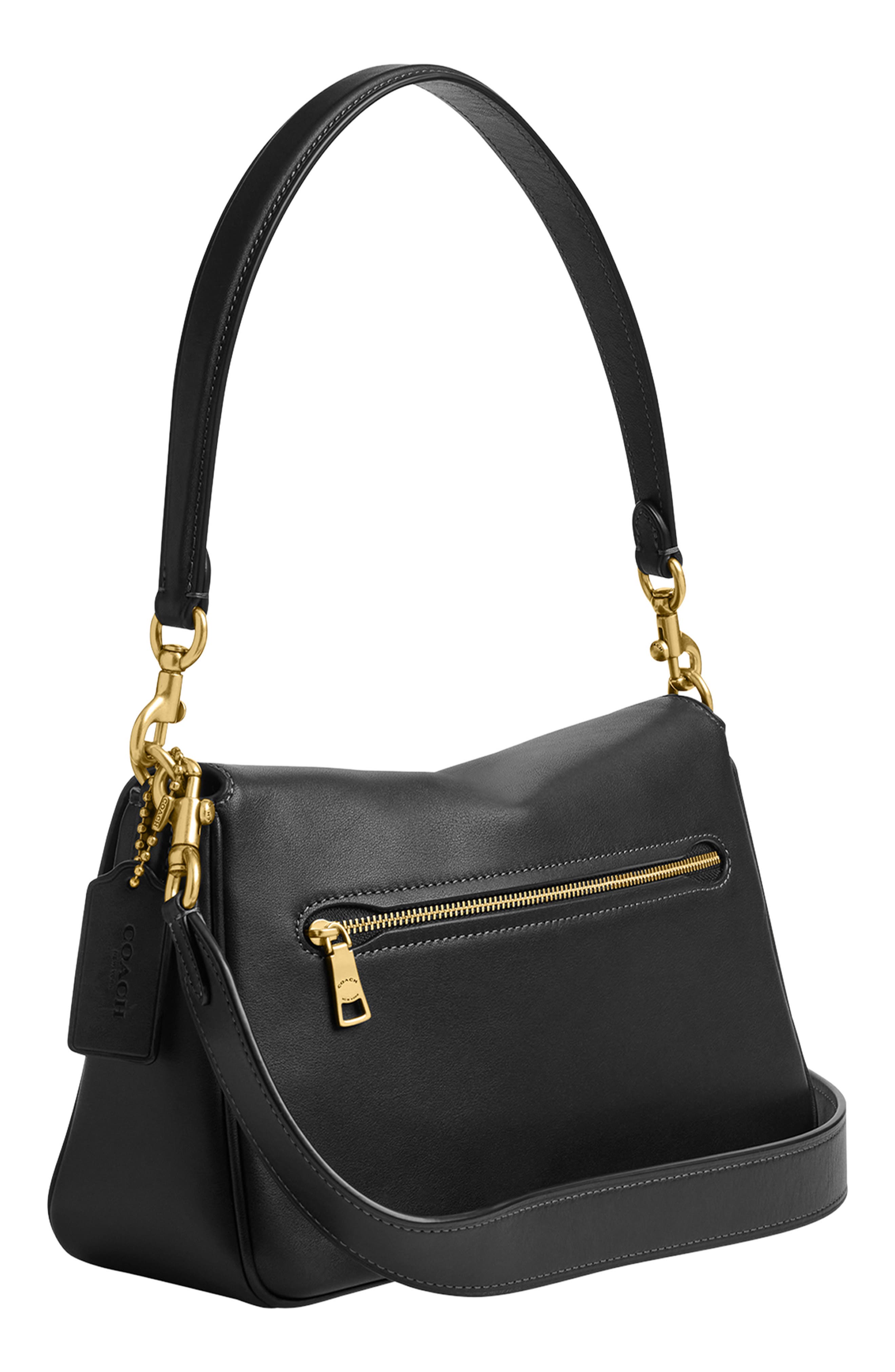 COACH Tabby Soft Leather Shoulder Bag, Alternate, color, B4/Black