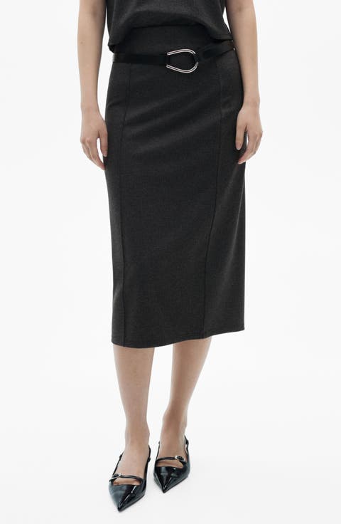 Button up midi summer linen skirt 4944
