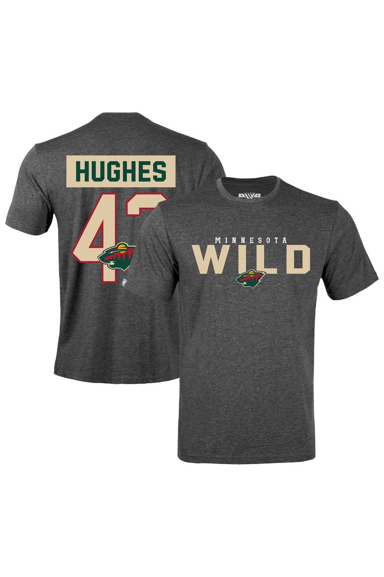 Men's Levelwear Quinn Hughes Gray Minnesota Wild Richmond Name & Number T-Shirt, Main, color, Gray
