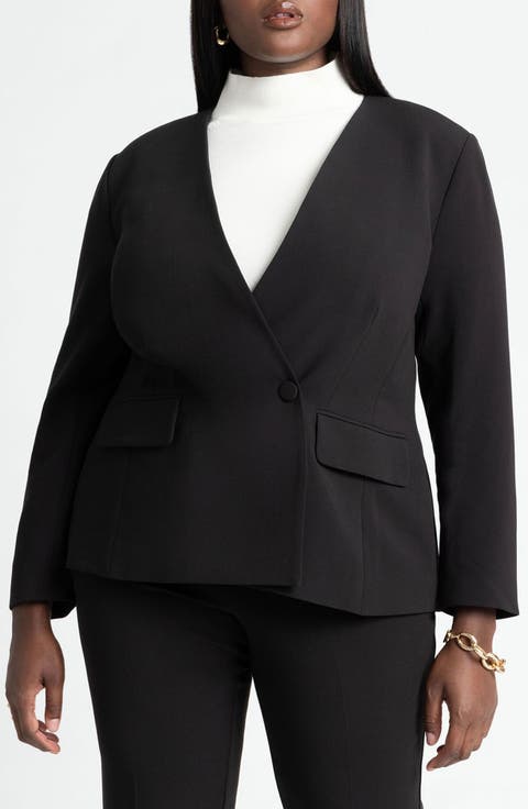 The 365 Semi Stretch Double Breast Collarless Blazer