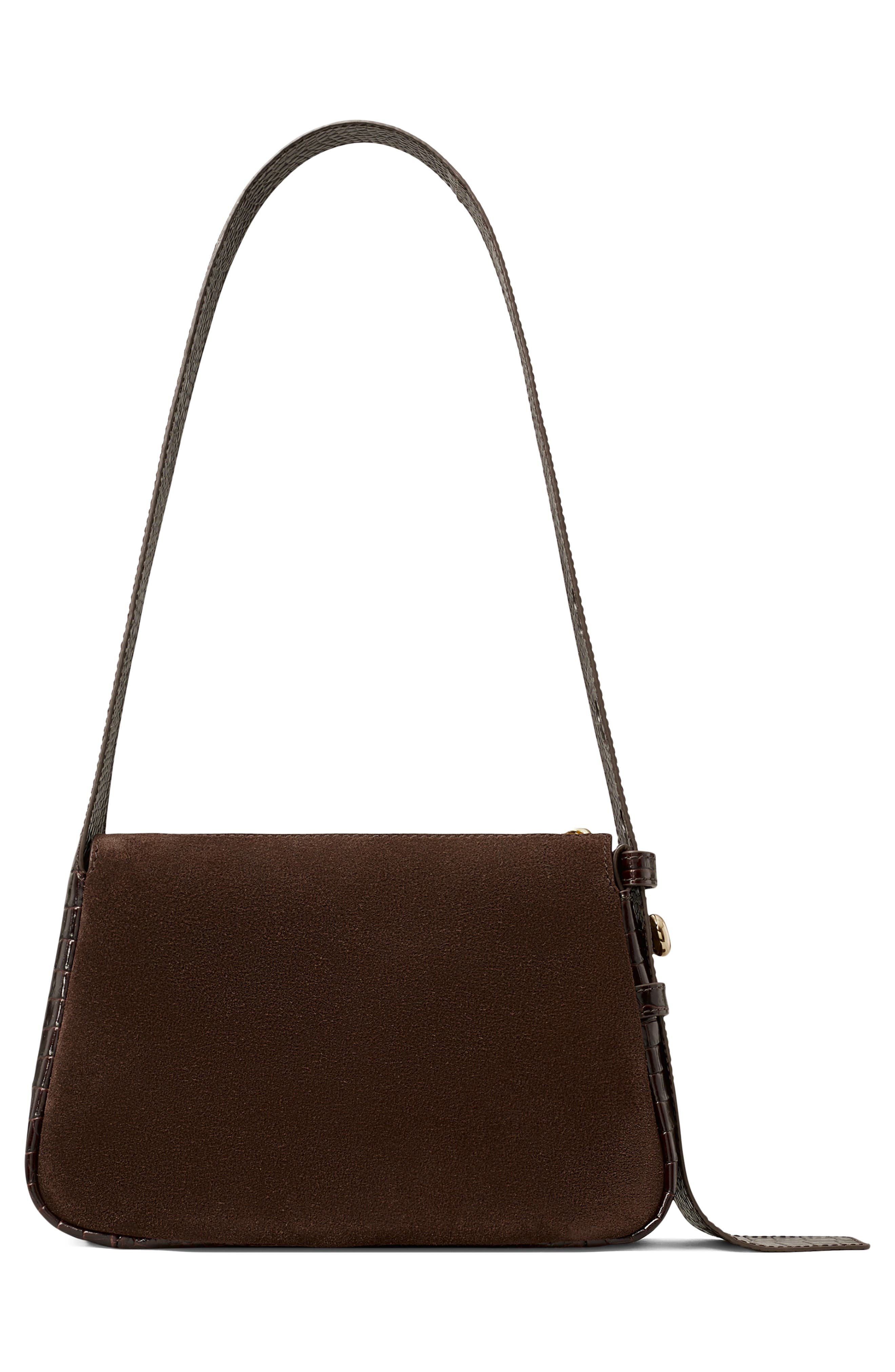 Small Romy Suede Shoulder Bag, Alternate, color, DARK COCOA