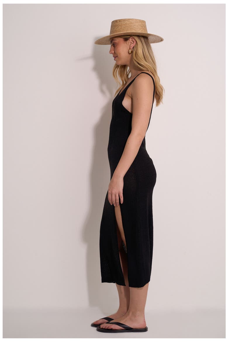 Naama Scoop Neck Crochet Dress Cover-Up, Alternate, color, Black