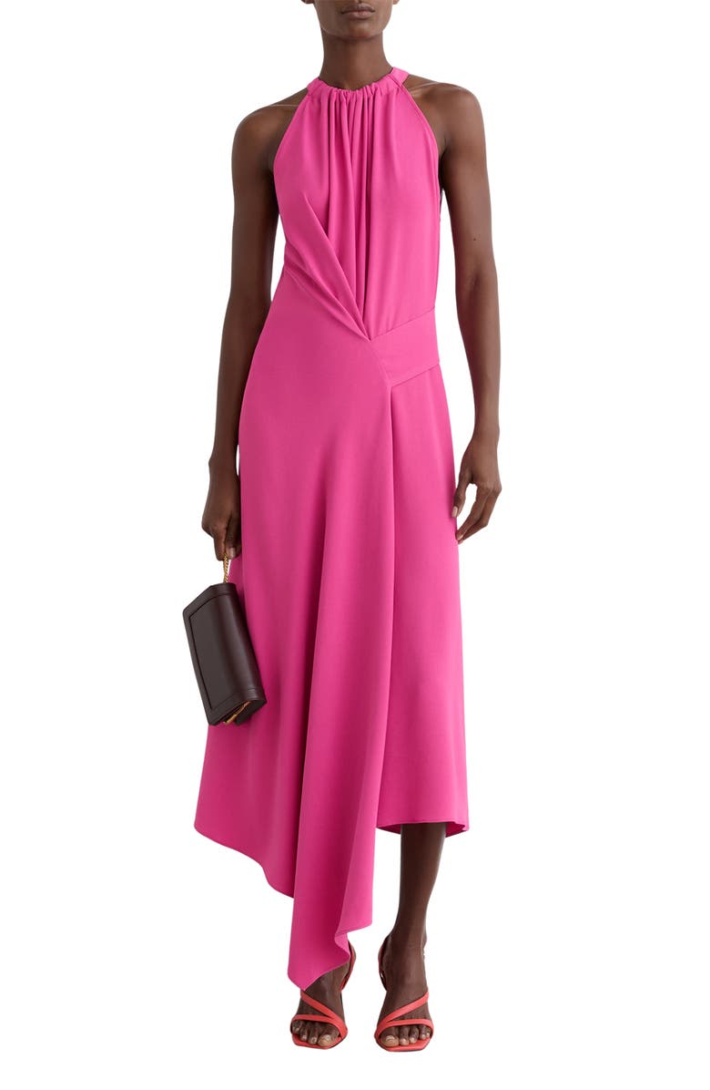 Reiss Maeve Sleeveless Asymmetric Midi Dress, Main, color, Raspberry Pink