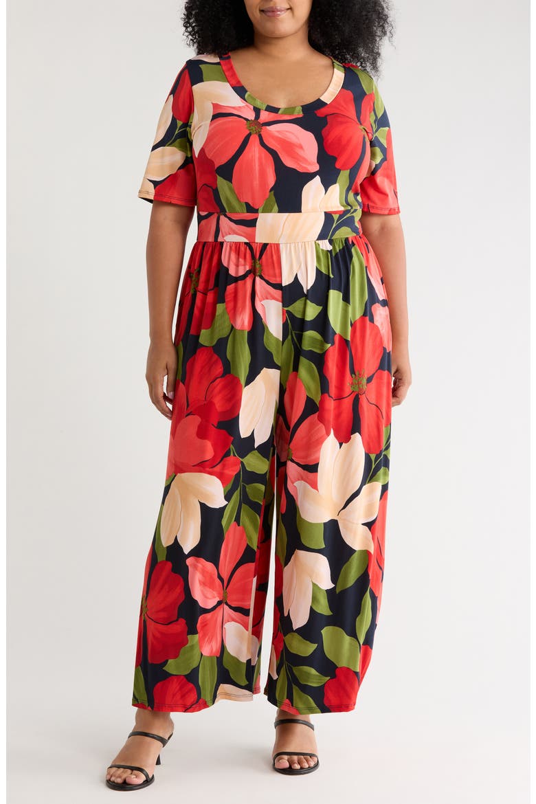 Floral Wide Leg Jumpsuit, Main, color, RED FLORAL