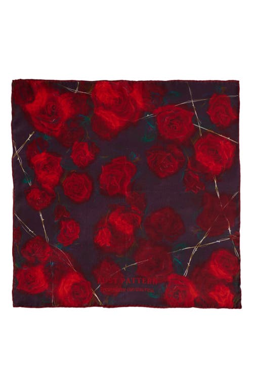 Lost Pattern La Rosa Silk Pocket Square In Red