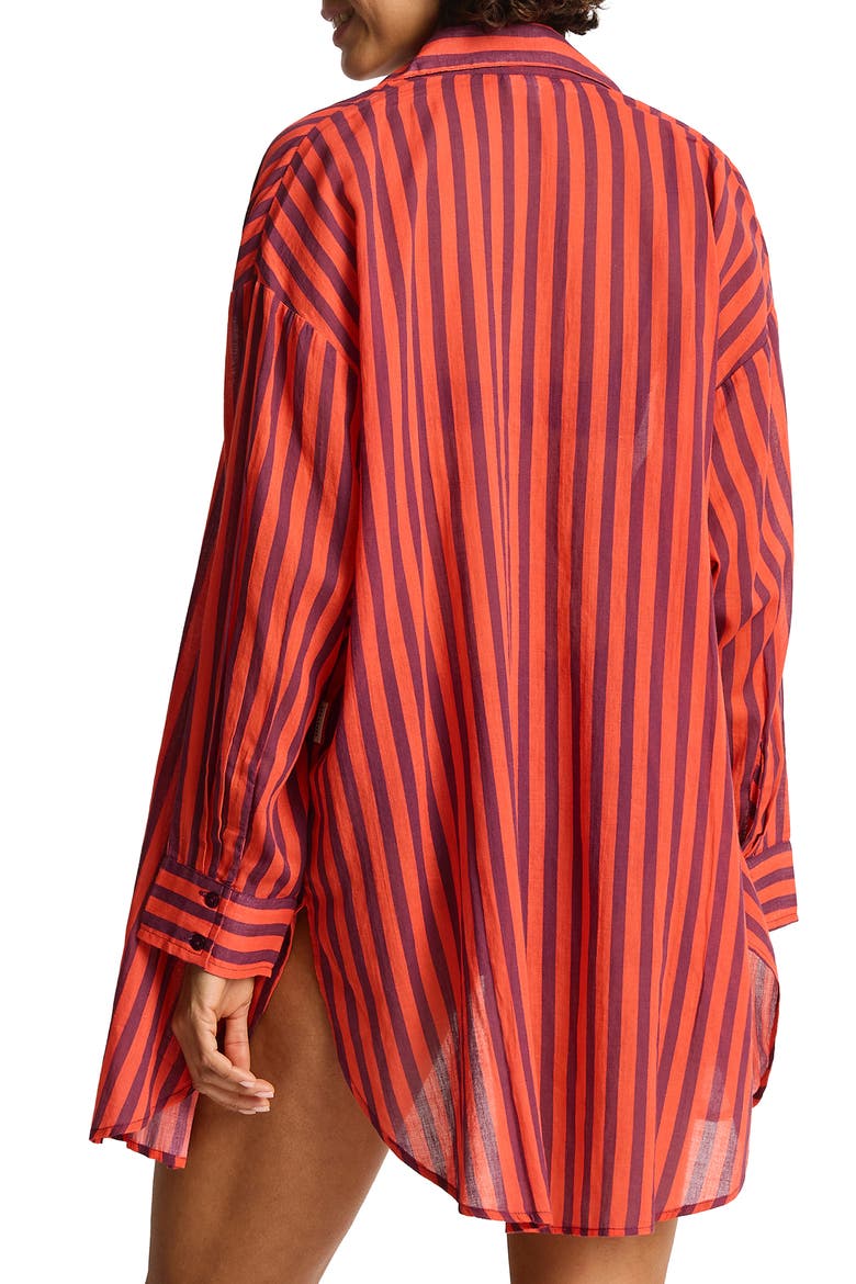 Vacay Cruise Cover-Up Shirt, Alternate, color, SPICE RED
