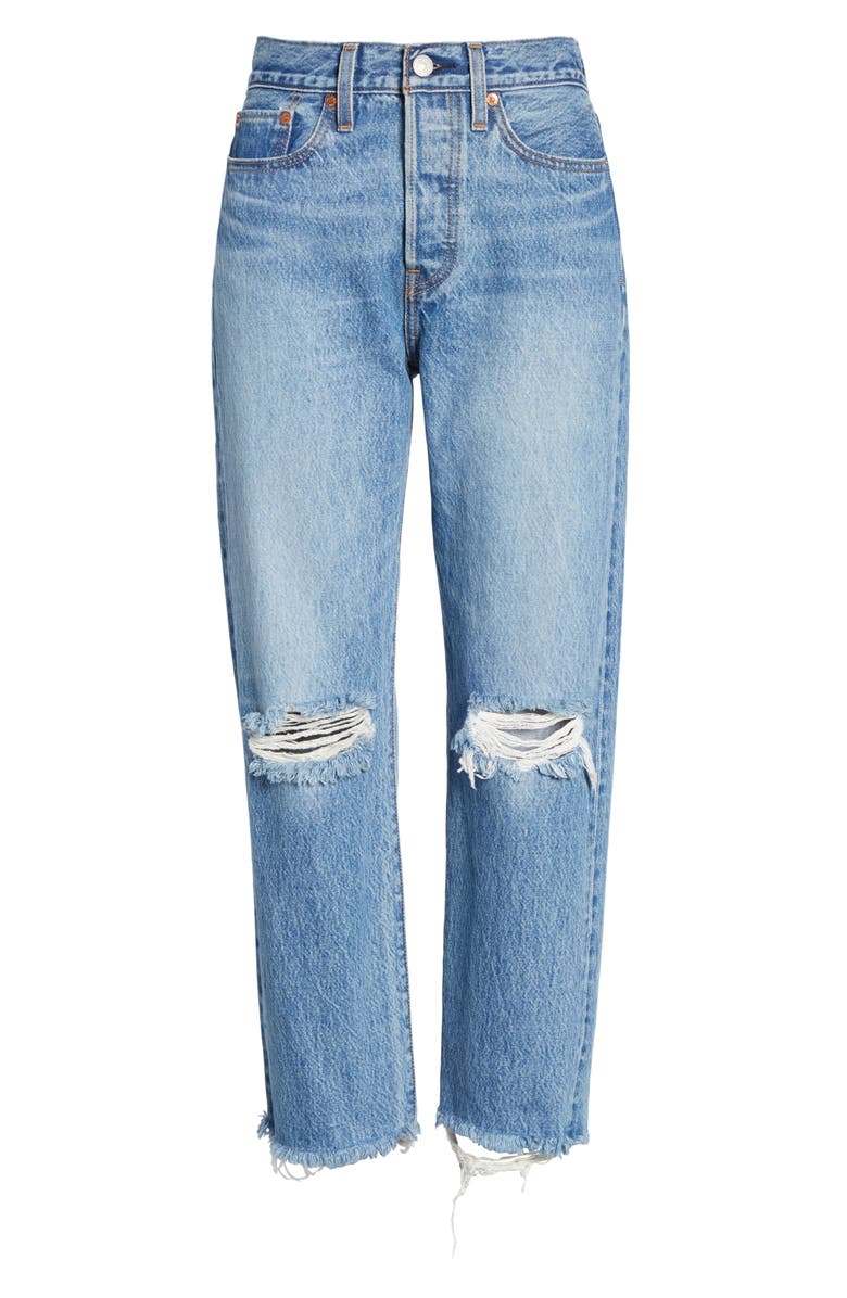 Levi's<sup>®</sup> Wedgie High Waist Ripped Crop Straight Leg Jeans, Alternate, color,