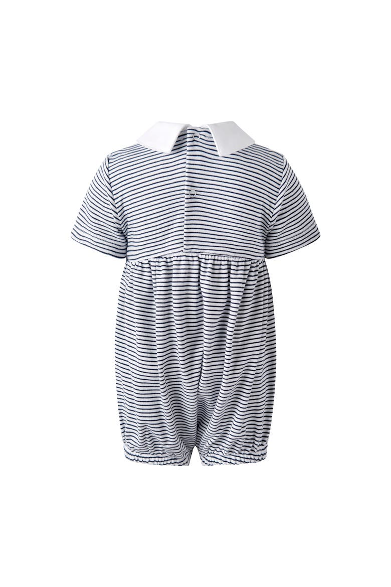 Pima Stripe Smocked Bubble, Alternate, color, Navy