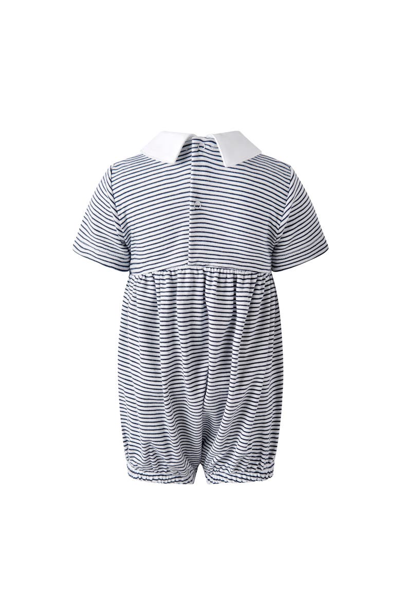 Rachel Riley Pima Stripe Smocked Bubble, Alternate, color, Navy