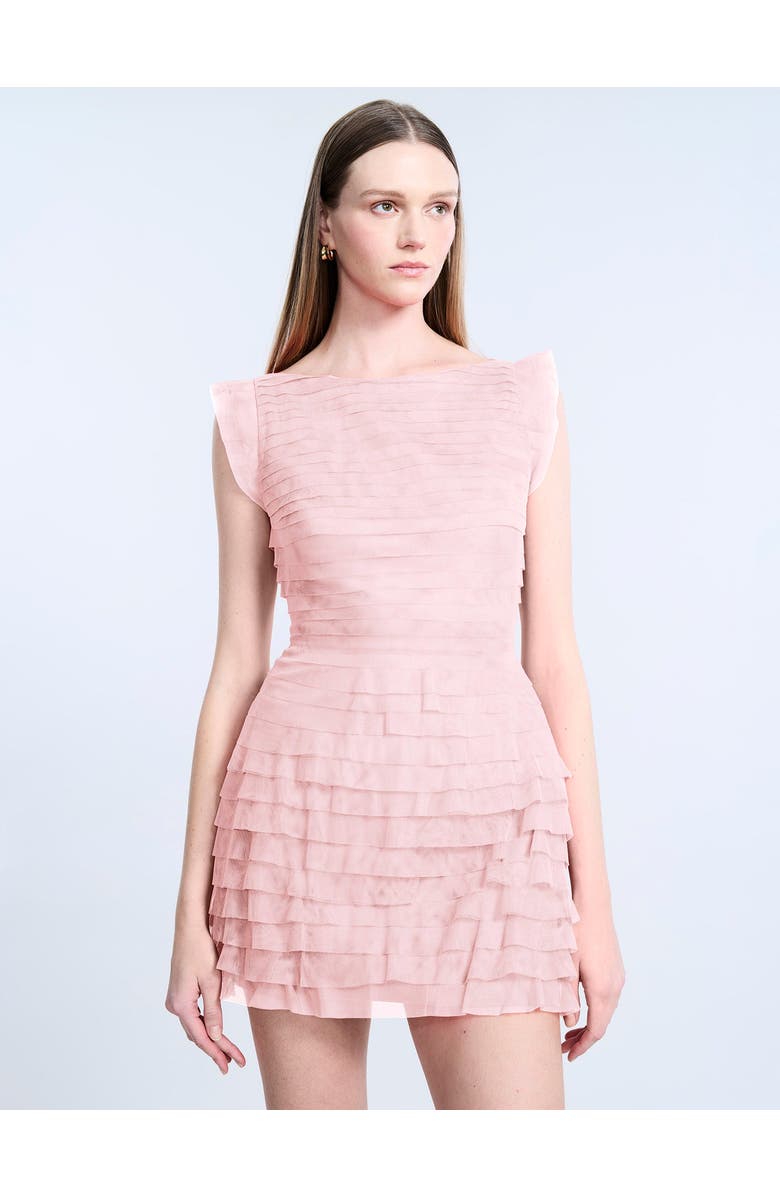 BCBGMAXAZRIA Tulle Tiered Mini Dress, Alternate, color, Blossom