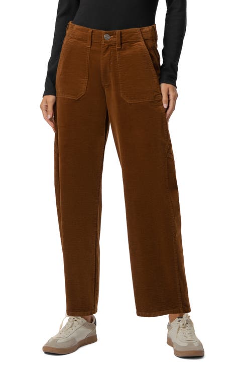Ashley High Waist Corduroy Barrel Leg Pants