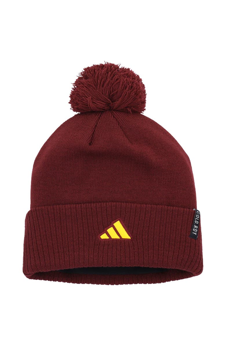 adidas Men's adidas Maroon Arizona State Sun Devils 2023 Sideline COLD.RDY Cuffed Knit Hat with Pom, Alternate, color, Maroon