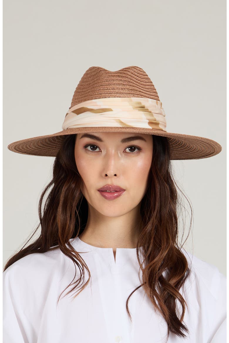 Emmanuelle Wide Brim Packable Fedora, Alternate, color, FAWN