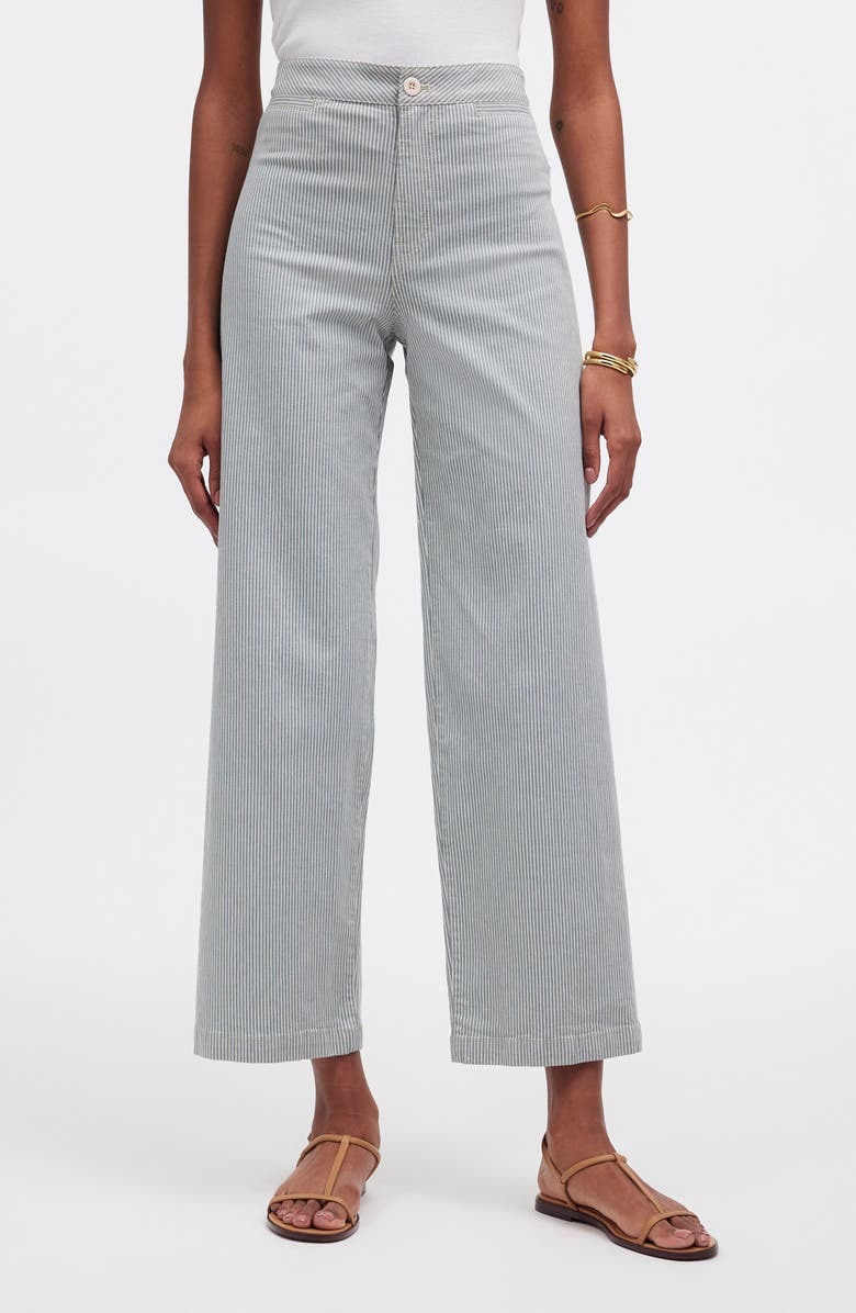 Madewell The Emmett Stripe Crop Wide Leg Pants, Main, color, 
