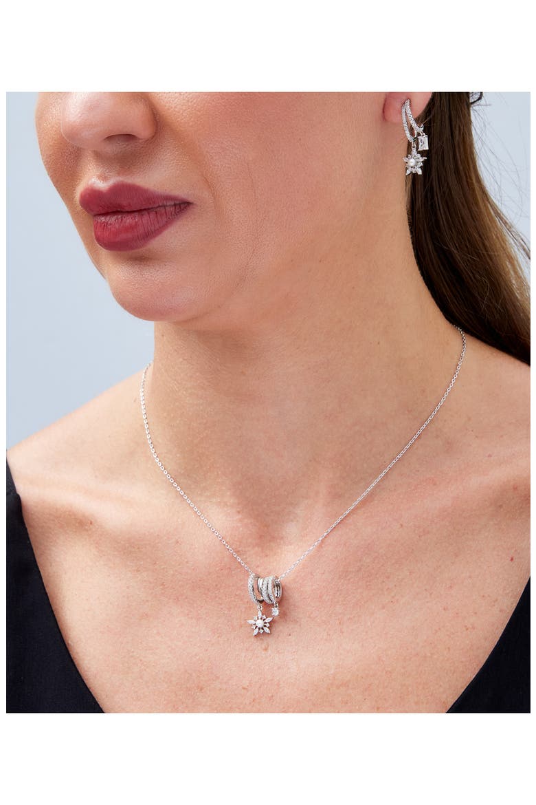 Sterling Silver Freshwater Pearl & Cubic Zircoina Multicharm Necklace, Alternate, color, WHITE