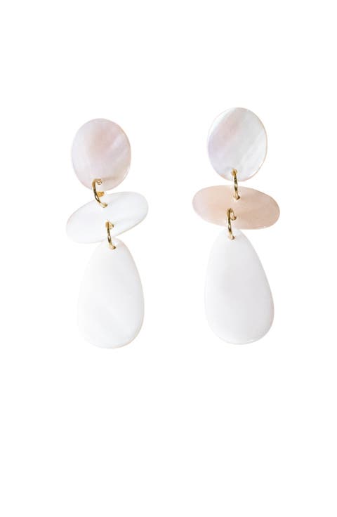 Mother-of-Pearl Long Raindrop Dangle Earrings