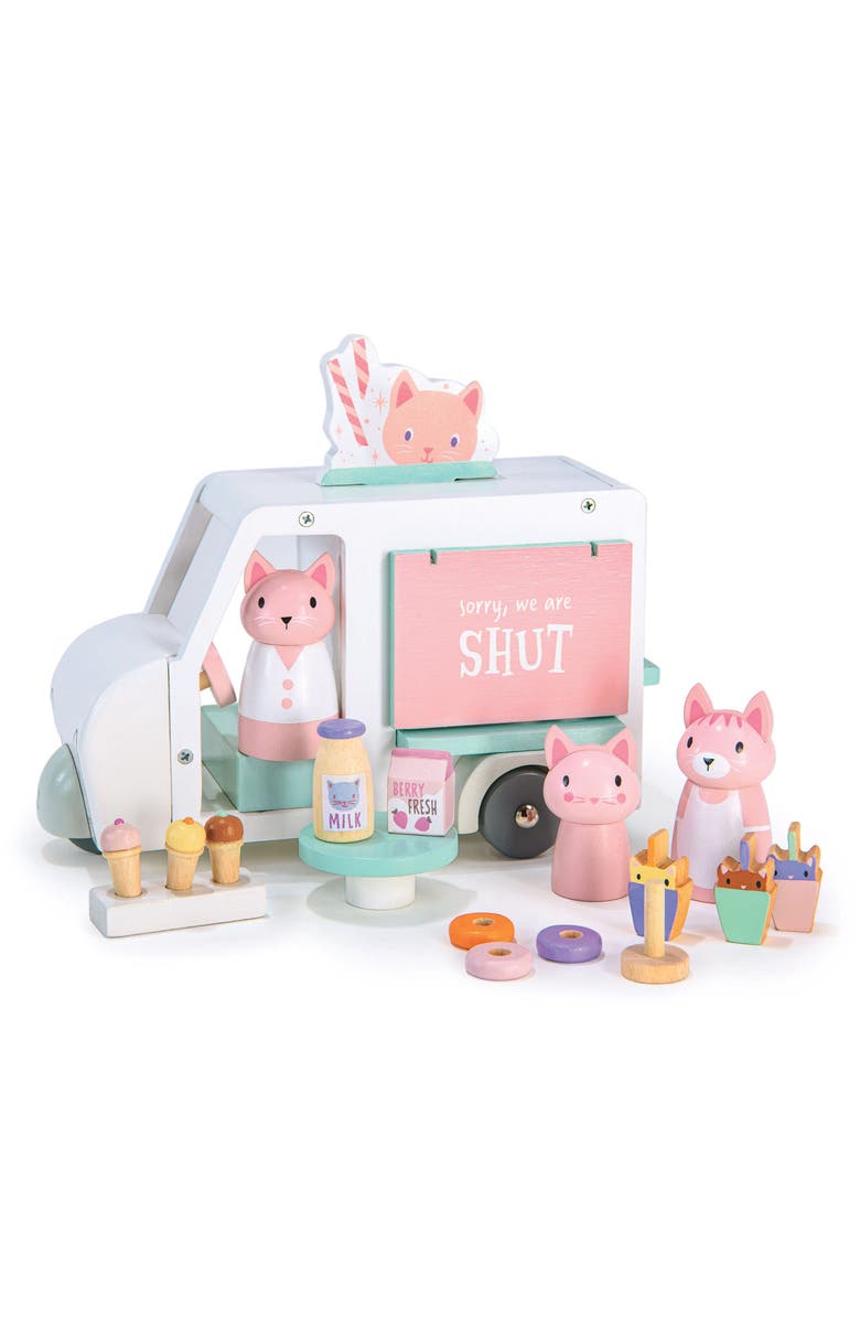 Tender Leaf Toys Kitty's Milkshake Van Play Set, Alternate, color, White Multi