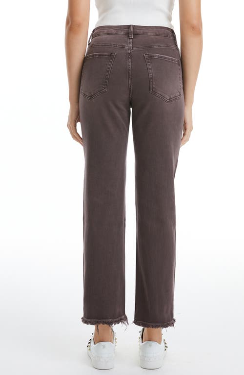 Bayeas High Waist Ripped Chew Hem Straight Leg Jeans