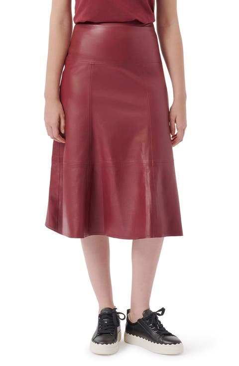 Flare Leather Midi Skirt