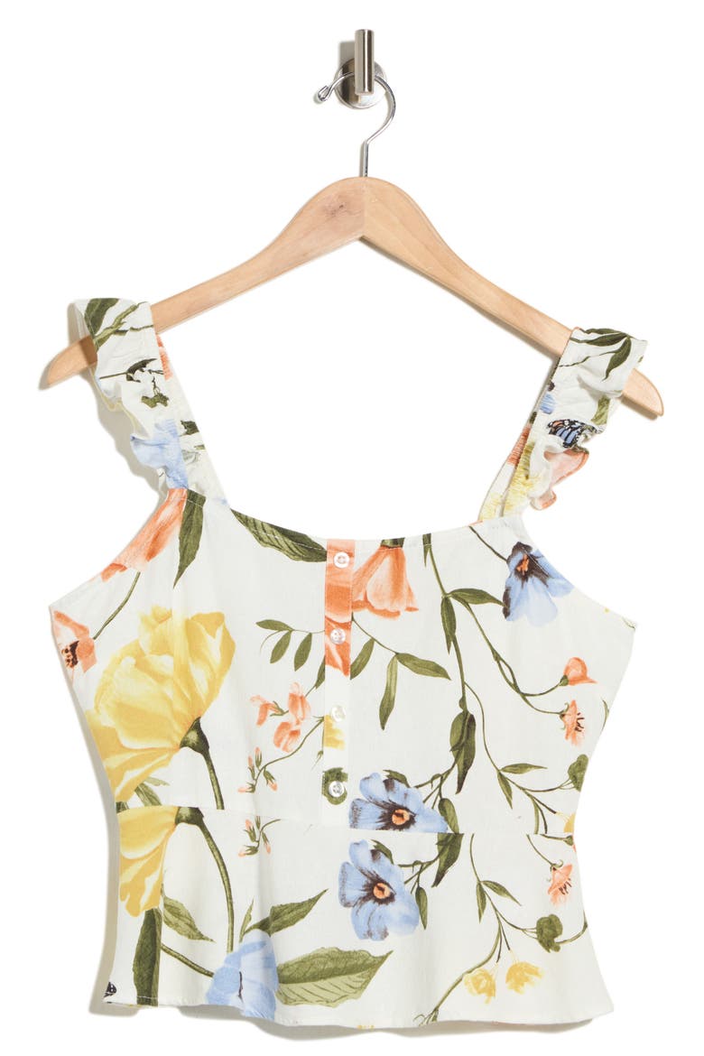 Ruffle Strap Crop Peplum Top, Alternate, color, WHIMSICAL FLORAL