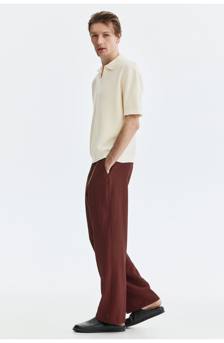 H&M Regular Fit Cable-knit Polo Shirt, Alternate, color, Cream