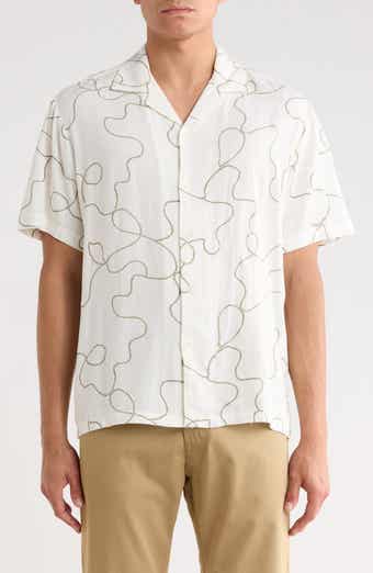 DENIM AND FLOWER Abstract Print Textured Camp Shirt