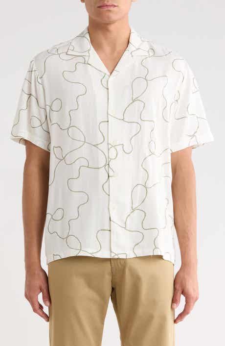 DENIM AND FLOWER Abstract Print Textured Camp Shirt