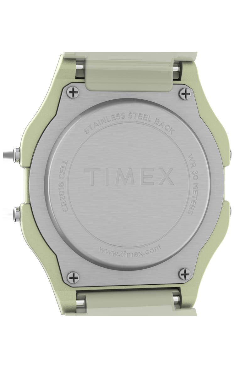 T80 Digital Glow in the Dark Resin Strap Watch, 34mm, Alternate, color, OFF WHITE