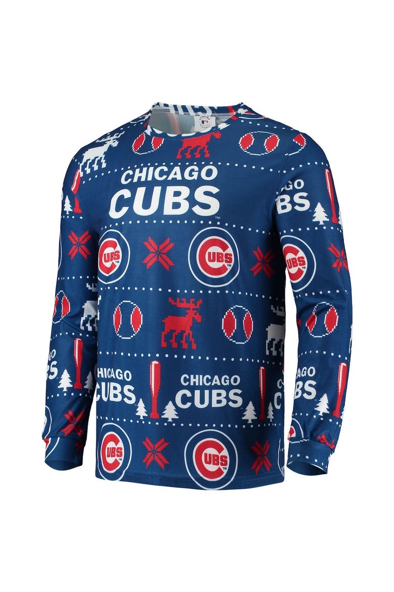 Men's FOCO Royal Chicago Cubs Ugly Pajama Sleep Set, Alternate, color, Royal