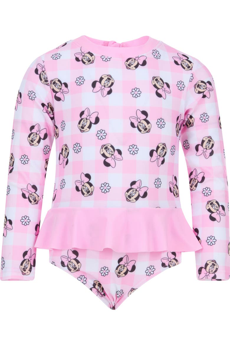 Minnie Mouse One Piece Swimwear, Main, color, Pink Minnie Gingham