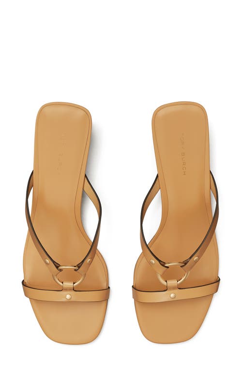 Tory Burch Leather Ring Heeled Slide Sandals In Cantucci