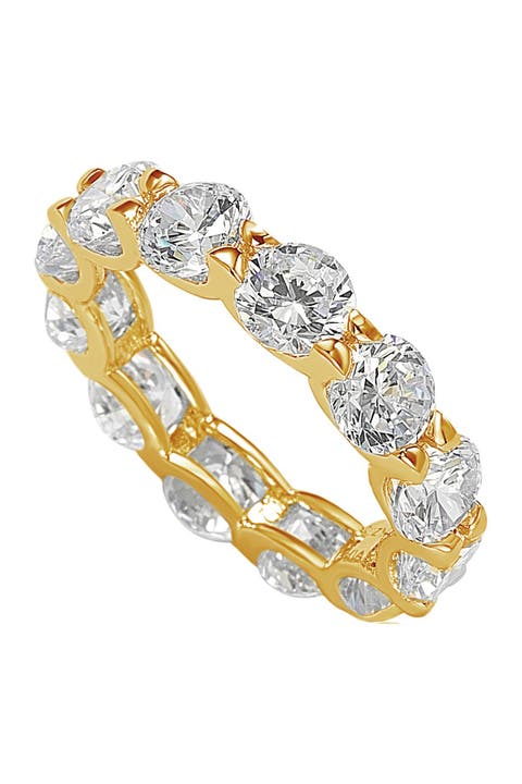 CZ Round Cut Golden Silver Eternity Band Ring