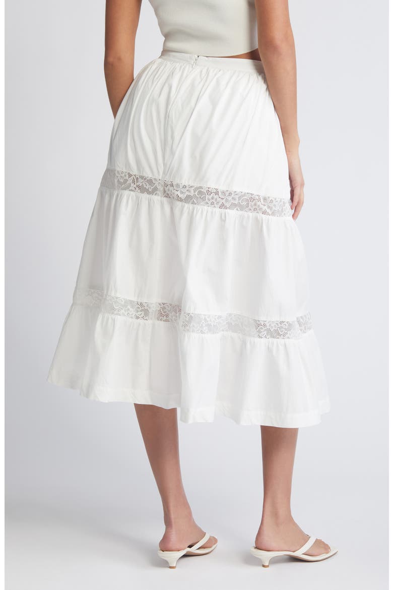 Lace Trim Tiered Skirt, Alternate, color, WHITE