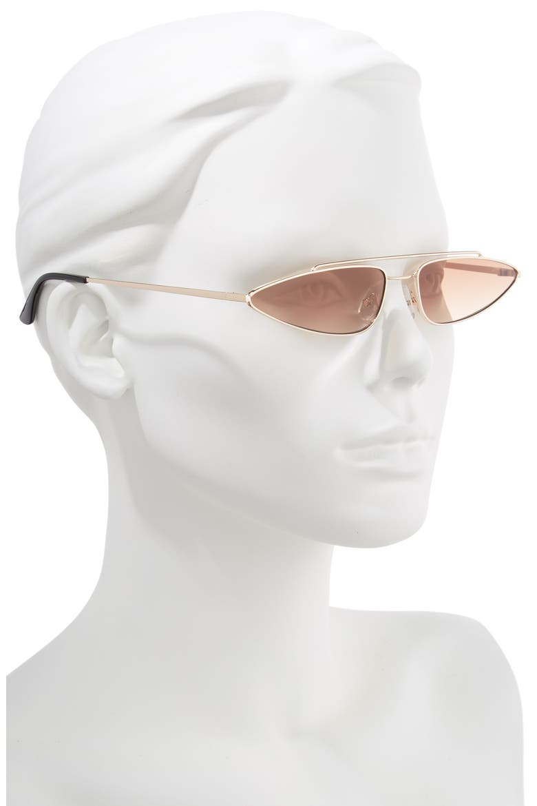 64mm Thin Cat Eye Sunglasses, Alternate, color, BROWN/ GOLD