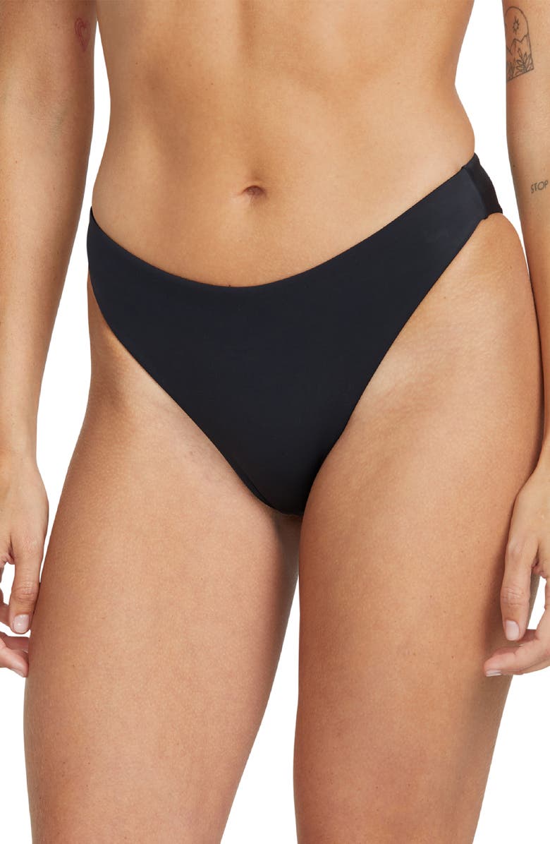 Volcom Simply Seamless Bikini Bottoms, Alternate, color, Black