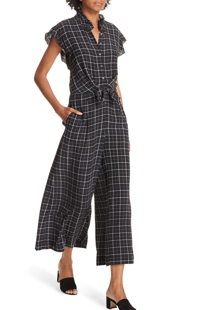 Rebecca Taylor Plaid Silk Jumpsuit, Alternate, color,