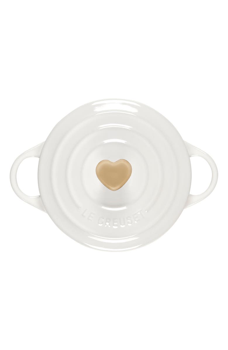 Le Creuset Mini Round Stoneware Baking Dish, Alternate, color, White W/ Gold Heart Knob