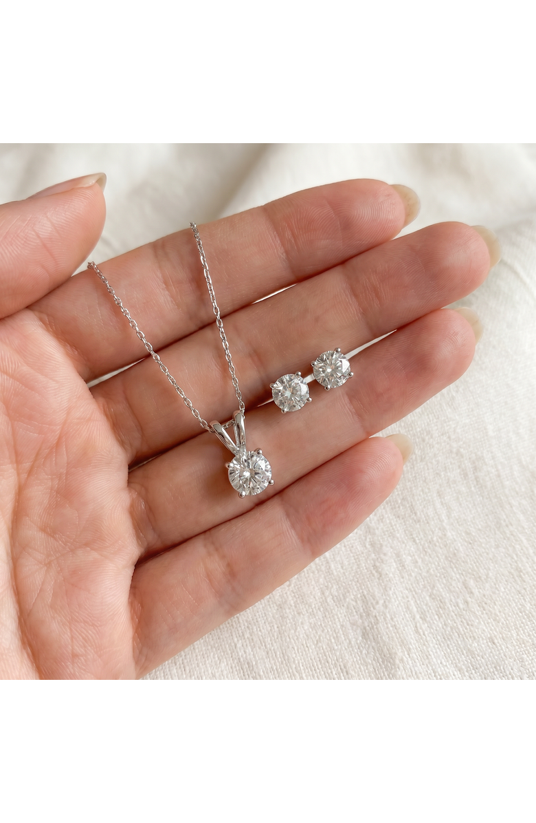 Bliss Diamond 1/2Ct TW Diamond Solitaire Necklace Studs Set 14K Gold Lab Grown, Alternate, color, White Gold