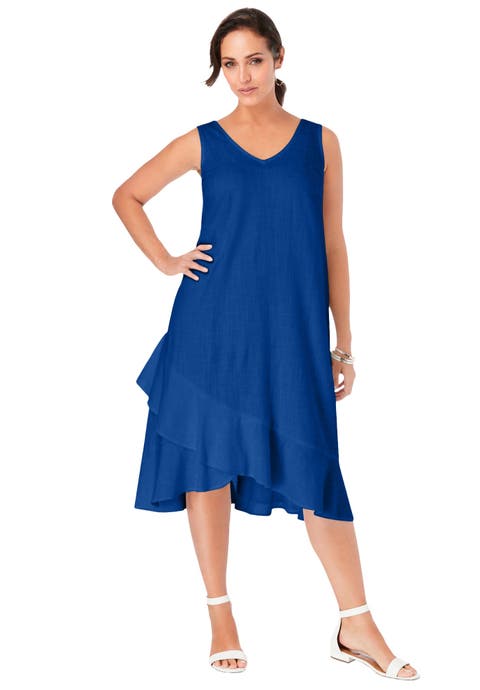 Linen Flounce Dress (Plus)